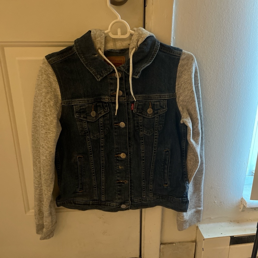 Levi's Blue Denim Jacket with Gray Sleeves